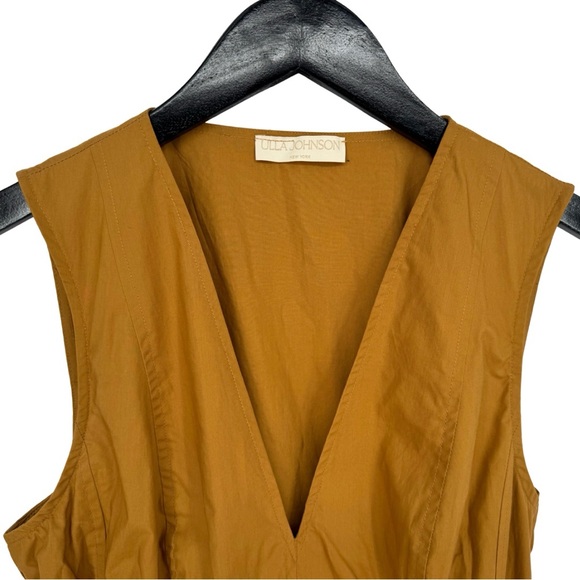 Ulla Johnson Kiran Dress Topaz 6 Sleeveless V-Neck Midi Length Golden Yellow - Picture 9 of 14